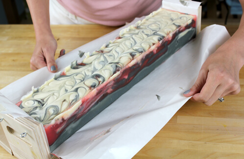 Cold Process soap swirled with Melt and Pour