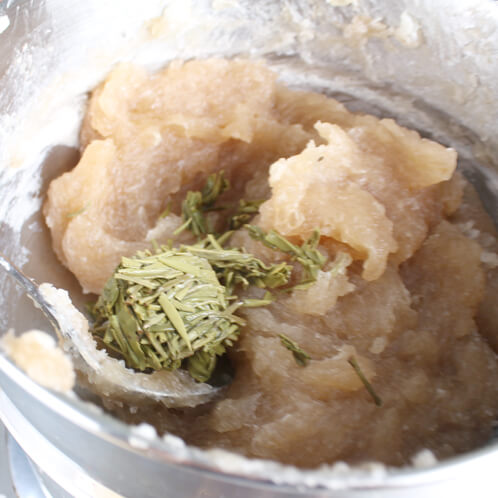 Mixing tea into rebatch soap base
