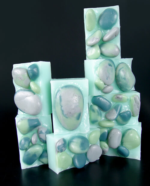 Custom molded rock soaps made with melt and pour soap