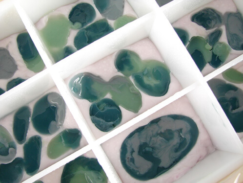 Pouring melt and pour soap to make soap rocks