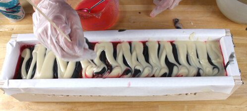 Cold Process soap swirled with Melt and Pour