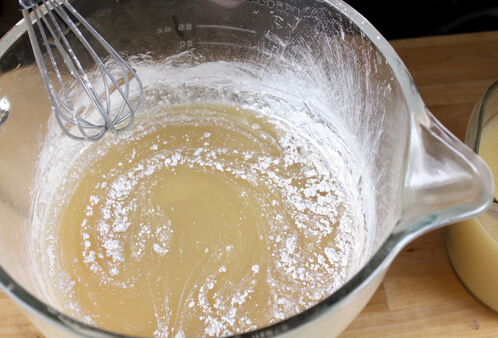 Super Pearly white mica being mixed into cp soap batter.