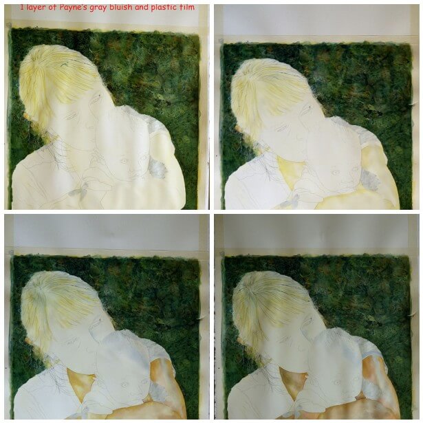 Jamisen's watercolor in progress.