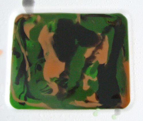 Pouring camo melt and pour soap