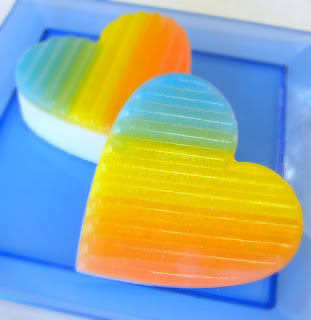 Rainbow heart soaps